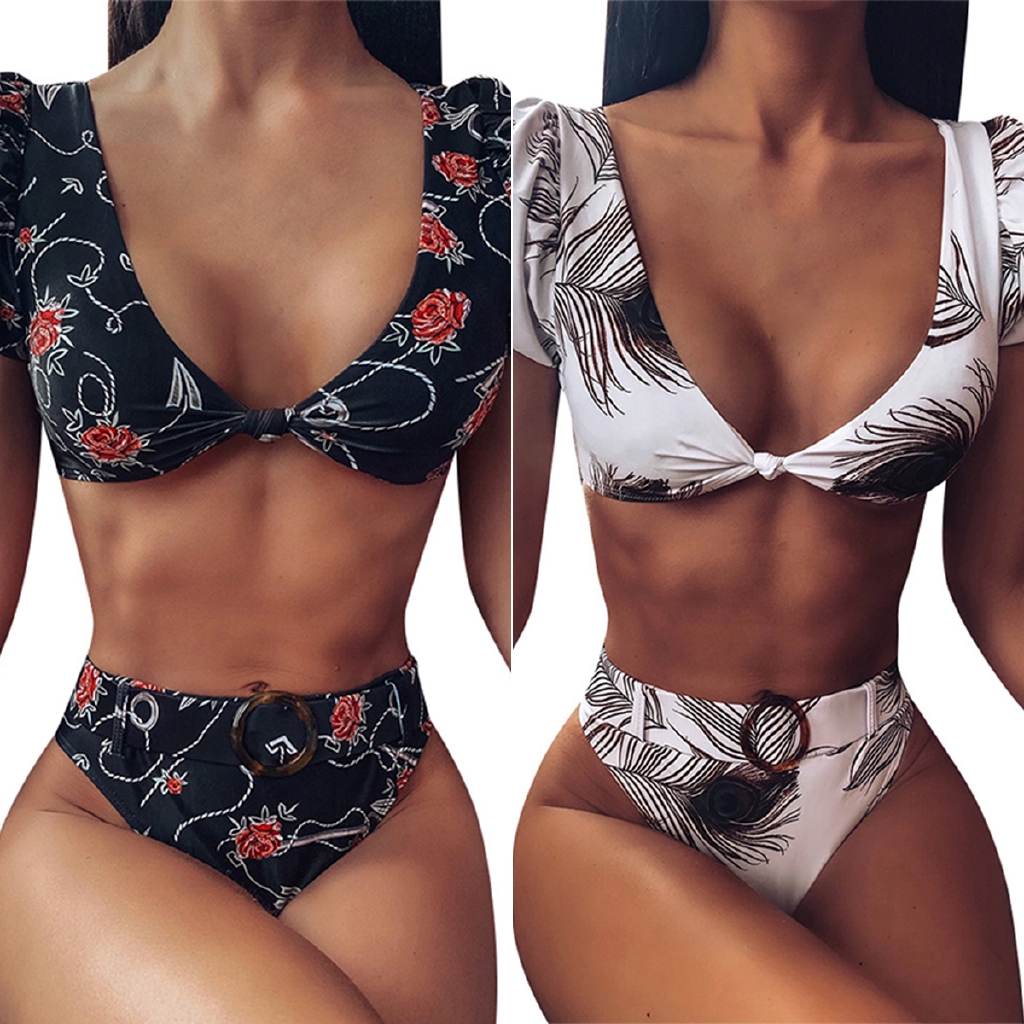 Women Bra High Waist Thong Floral Crop Top Beachwear Swimsuit Bikini Set Bathing Shopee Singapore