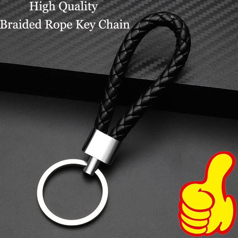 Unisex Bag Woven Rope Pendant Braided PU Leather Keychain Key Ring DIY Car 1PC 