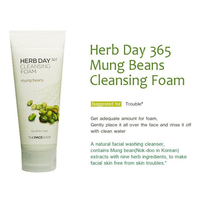 the face shop herb day 365 cleansing foam