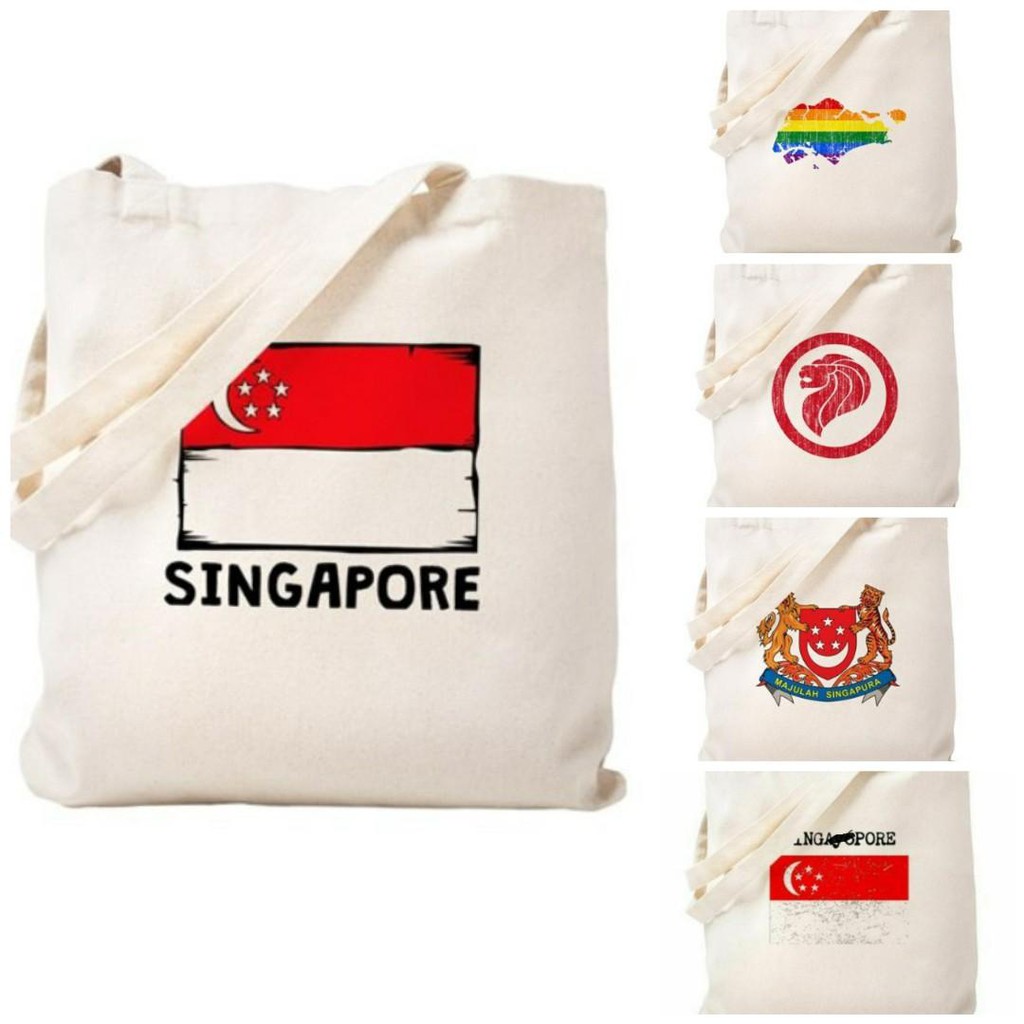 [SINGAPORE SELLER] NEW Canvas Shoulder Tote Bag Singapore SG Pride