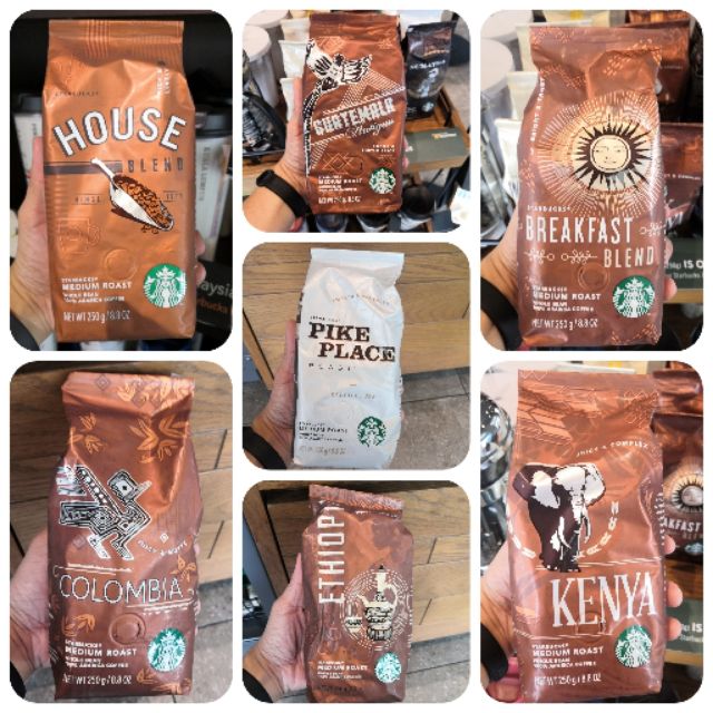 Shop Malaysia Fresh Grind Starbucks Coffee Medium Roast Whole Bean Colombia Kenya Ethiopia Ground Coffee Bean Shopee Singapore