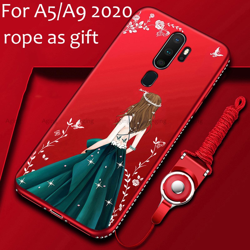 For Oppo A5 Case Beautiful Lady Girl Diamond 3d Soft Silicone Handphone Cover Casing Rope As Gift Shopee Singapore