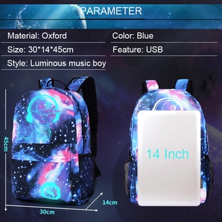 Luminous Laptop USB Backpack Men Casual Music Boy Student School Bags Outdoor Travel Waterproof Backpacks #6