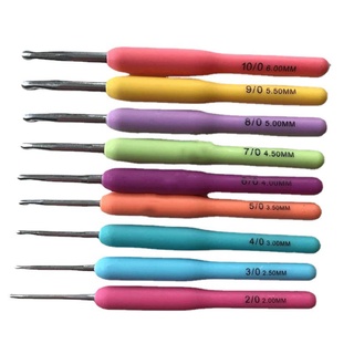 9pcs Colorful Soft Plastic Handle Alumina Crochet Hooks Knitting Needles Set 2-6mm Crochet for Weave Sewing Needles Tool #5