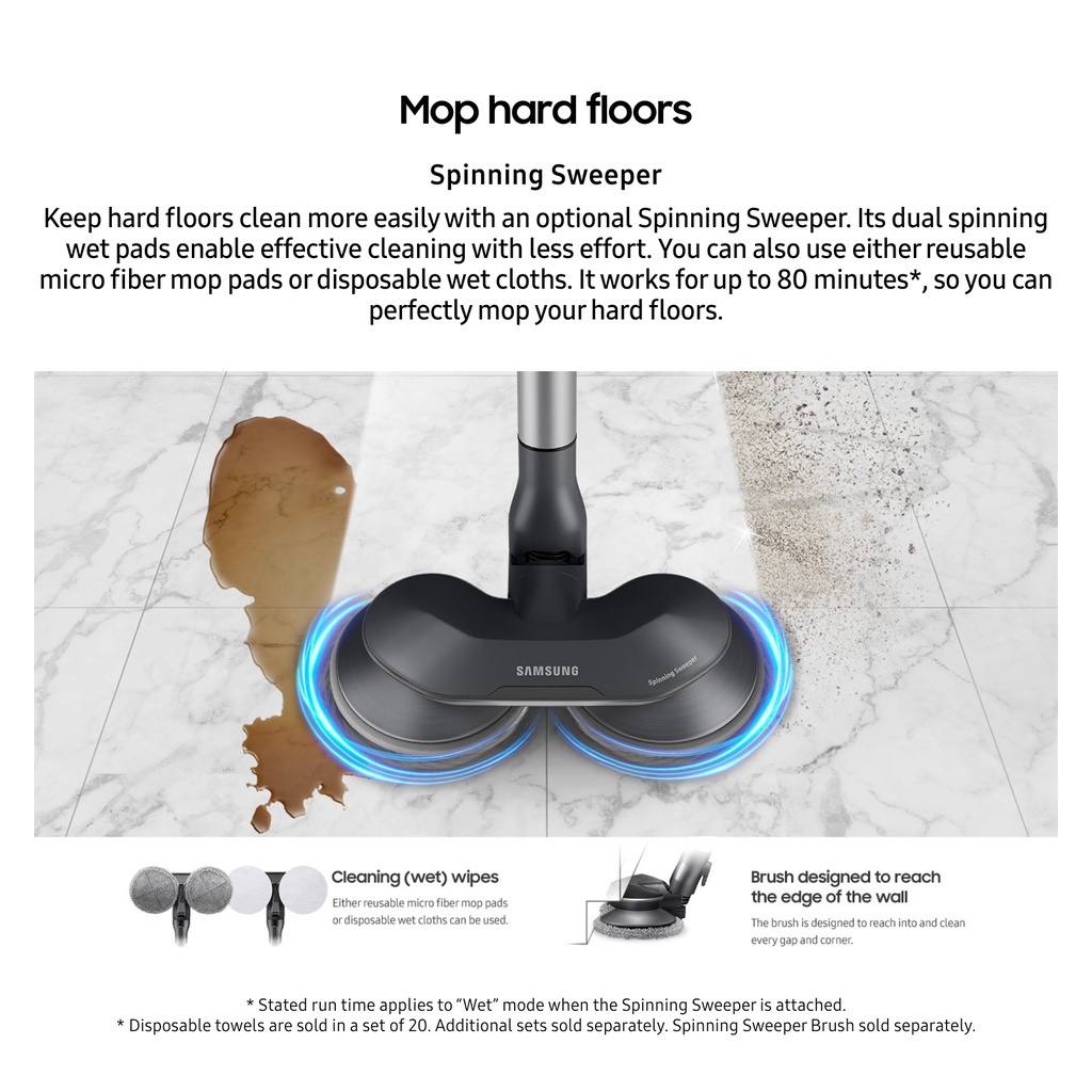 SAMSUNG VCASPA90/GL, Vacuum Accessory, Disposable Wet Clothes (Pack of