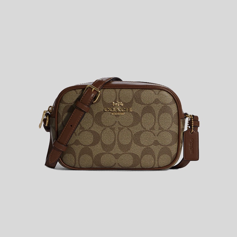 Coach Mini Jamie Camera Bag In Signature Canvas Khaki Saddle C9926