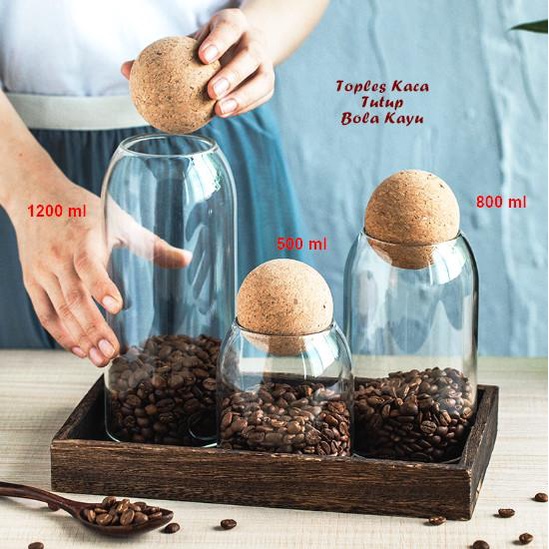 KAYU Glass Jars Unique Airtight Wooden Ball Lids Spice Food Jars