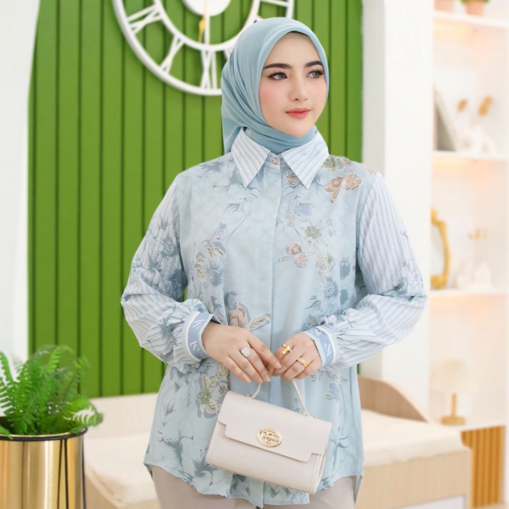 New melza mode kemeja wanita kekinian terlaris kemeja premium kemeja motif