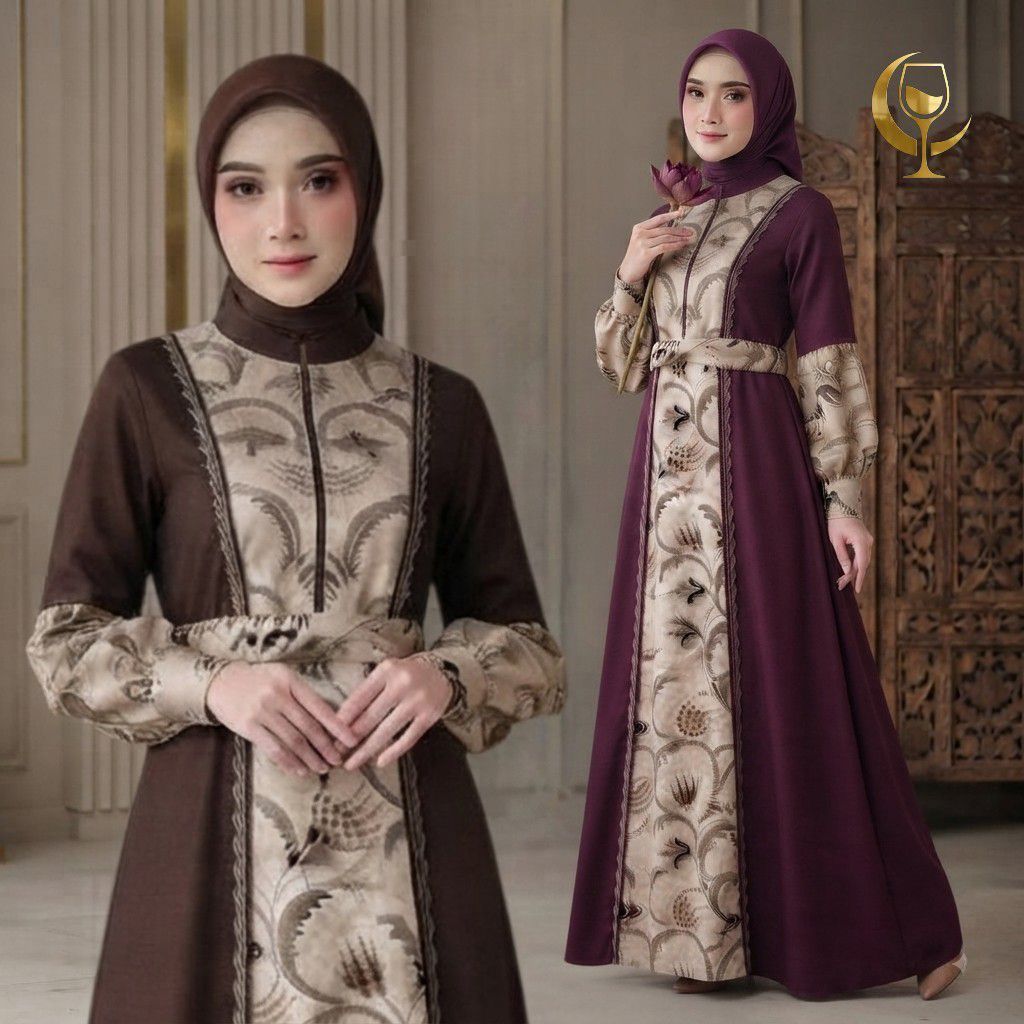 Gamis Abaya Wanita Premium - Abaya Motif Mewah Shofia Bahan Sabrina