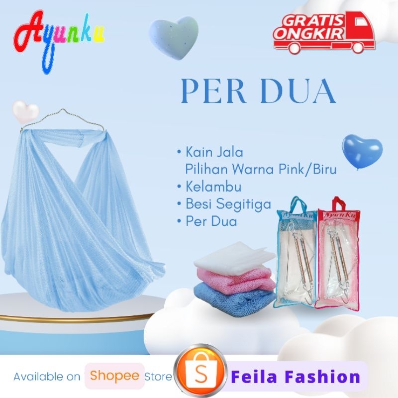 AYUNAN BAYI AYUNKU SET lengkap dengan pilihan per jumbo per 2 per 3 dan per 5 warna pink biru hijau