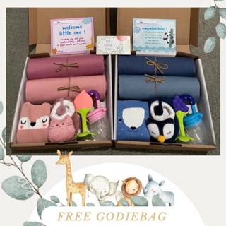 (FREE Godiebag) Newborn Baby Hampers | Hampers Baby Unisex | Baby Gift Set | Baby Gift | Hampers Baby Girl | Hampers Baby Boy | Baby Clothes | Wedding Gift