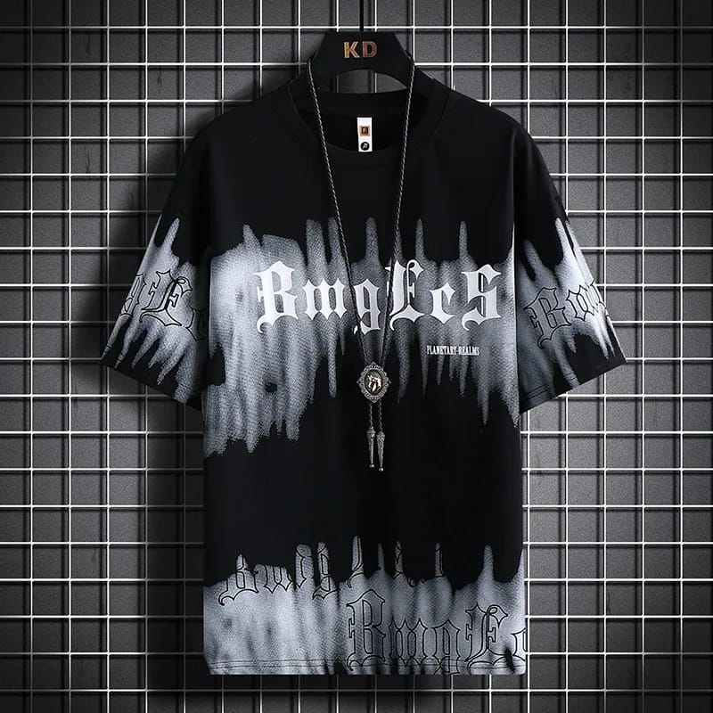 COD - Atasan Angeles Pria Wanita T -shirt Full Prin Lengan Pendek Fashion Pakaian Pria