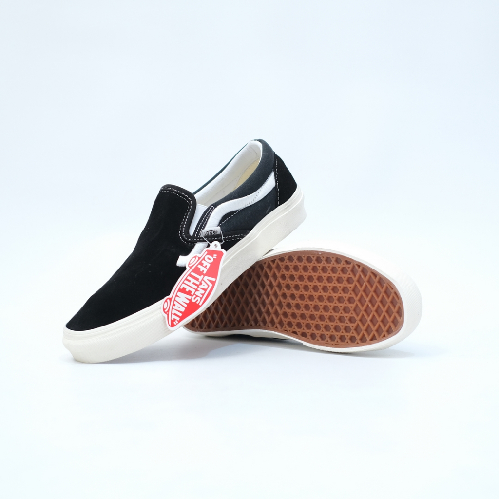 Vans SLIP ON SIDE STRIPES BLACK WHITE 100% ORIGINAL Shoes | Shopee Singapore
