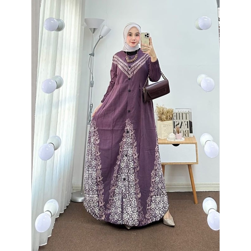 gamis rayon semi twill gamis batik cap / cetak gamis rayon terbaru