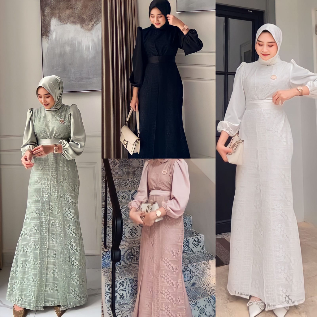 Gamis Elika Dress Remaja Kekinian Maxi Dres Brukat Import Dress Pesta Termurah Kualitas Premium