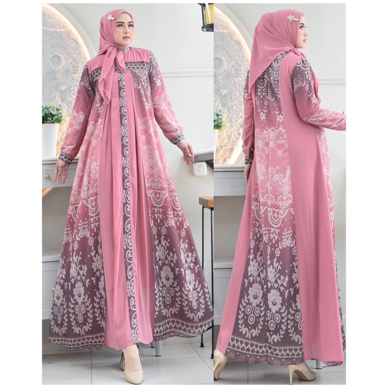 [JEMIA] Gamis Malika Dress Cerruti Print( dress+hijab) 250