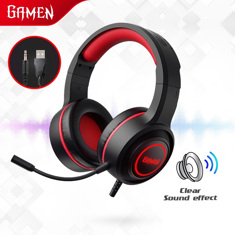 GAMEN Pro Gaming Headset GH100 3D Sound For PC / Handphone / Laptop Original - Garansi 1 Tahun