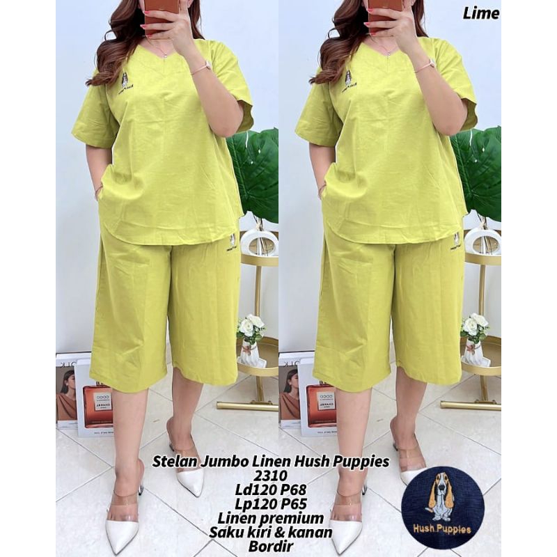 SETELAN JUMBO LINEN HUSH PUPPIES BORDIR LD 120 PREMIUM 2310
