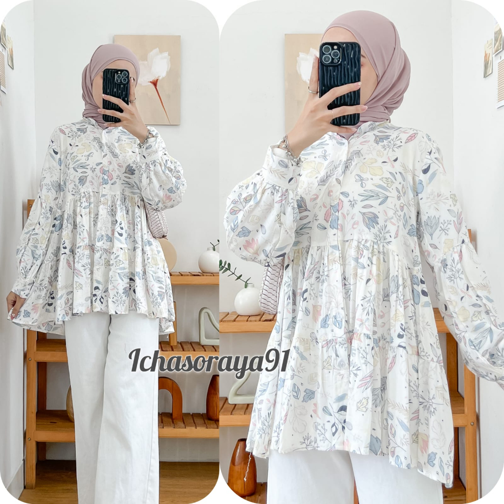 BLOUSE REMPEL BAHAN RAYON MOTIF VIRAL LD 105