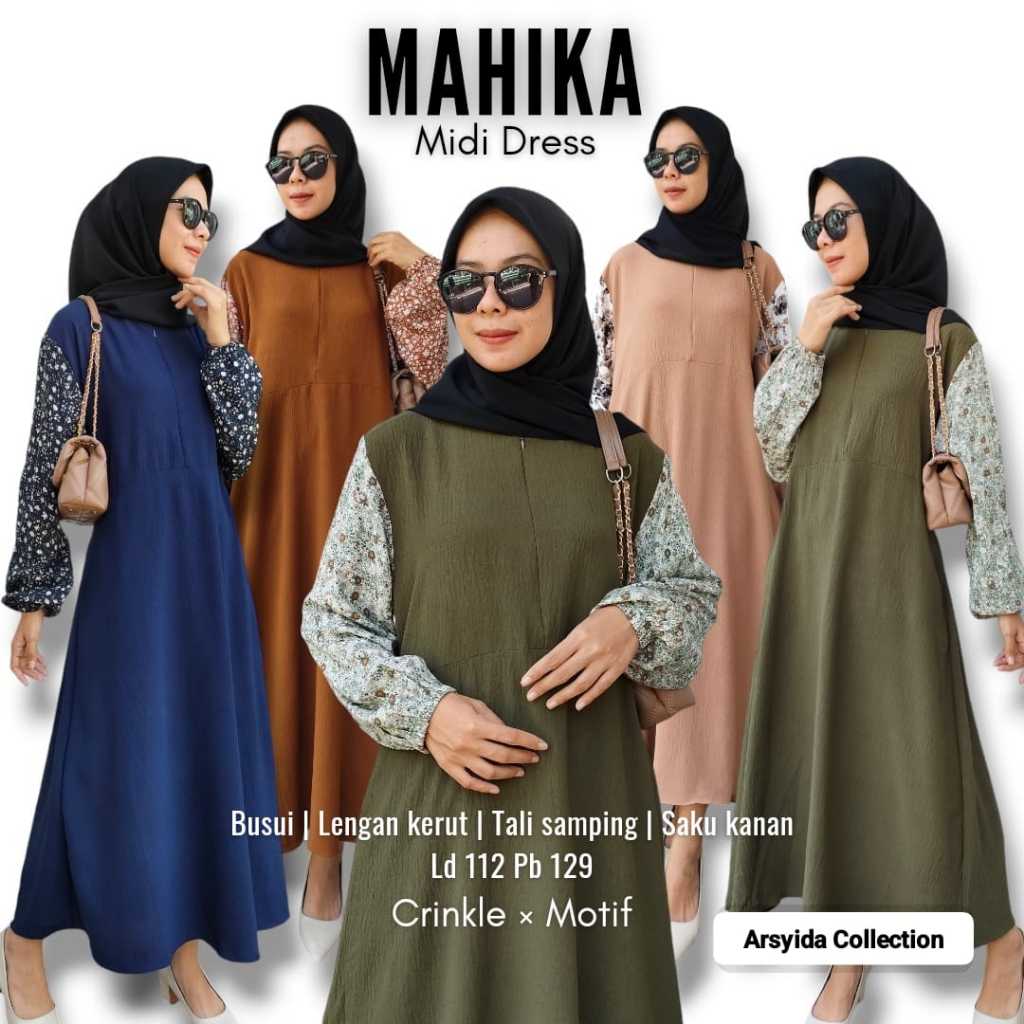 Home dress Midi Rayon Kombi Crinkle Airflow Mahika Midi Elegan Terbaru
