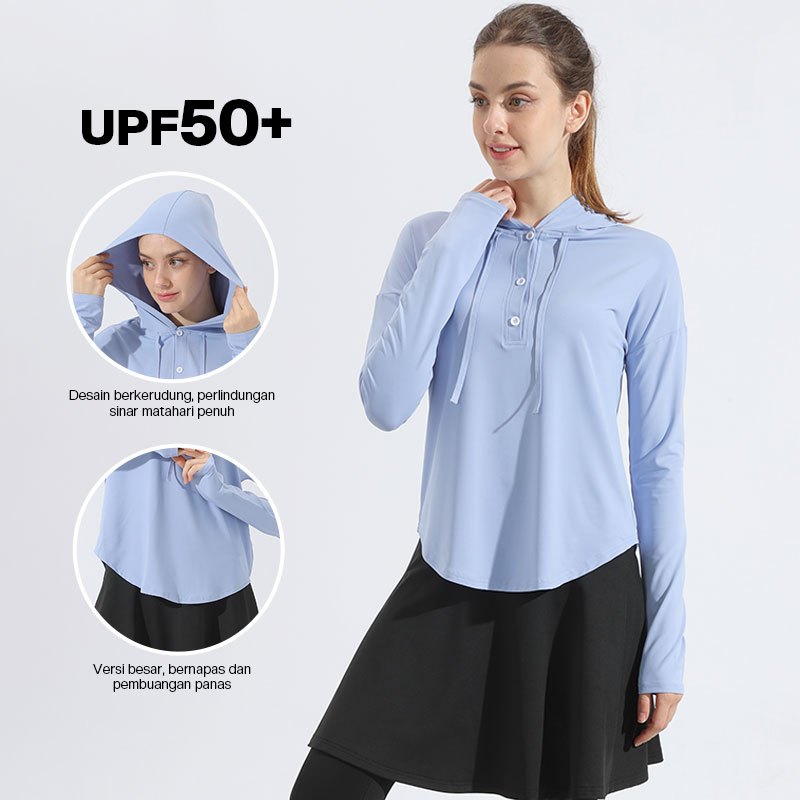 RAGA Baju Gym Wanita Hijab Baju Jogging Atasan Olahraga Wanita Hoodie Kaos Wanita Lengan Panjang