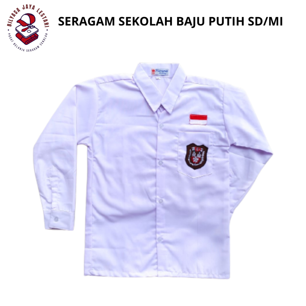 Baju Pakaian Hem Atasan Seragam Sragam Merah Putih Lengan Tangan Panjang Anak Sekolah Dasar SD Mi La