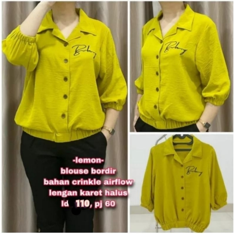 BLOUSE WANITA JUMBO TIFANY BORDIR CRINKLE AIRFLOW // KEMEJA WANITA TERBARU 2023
