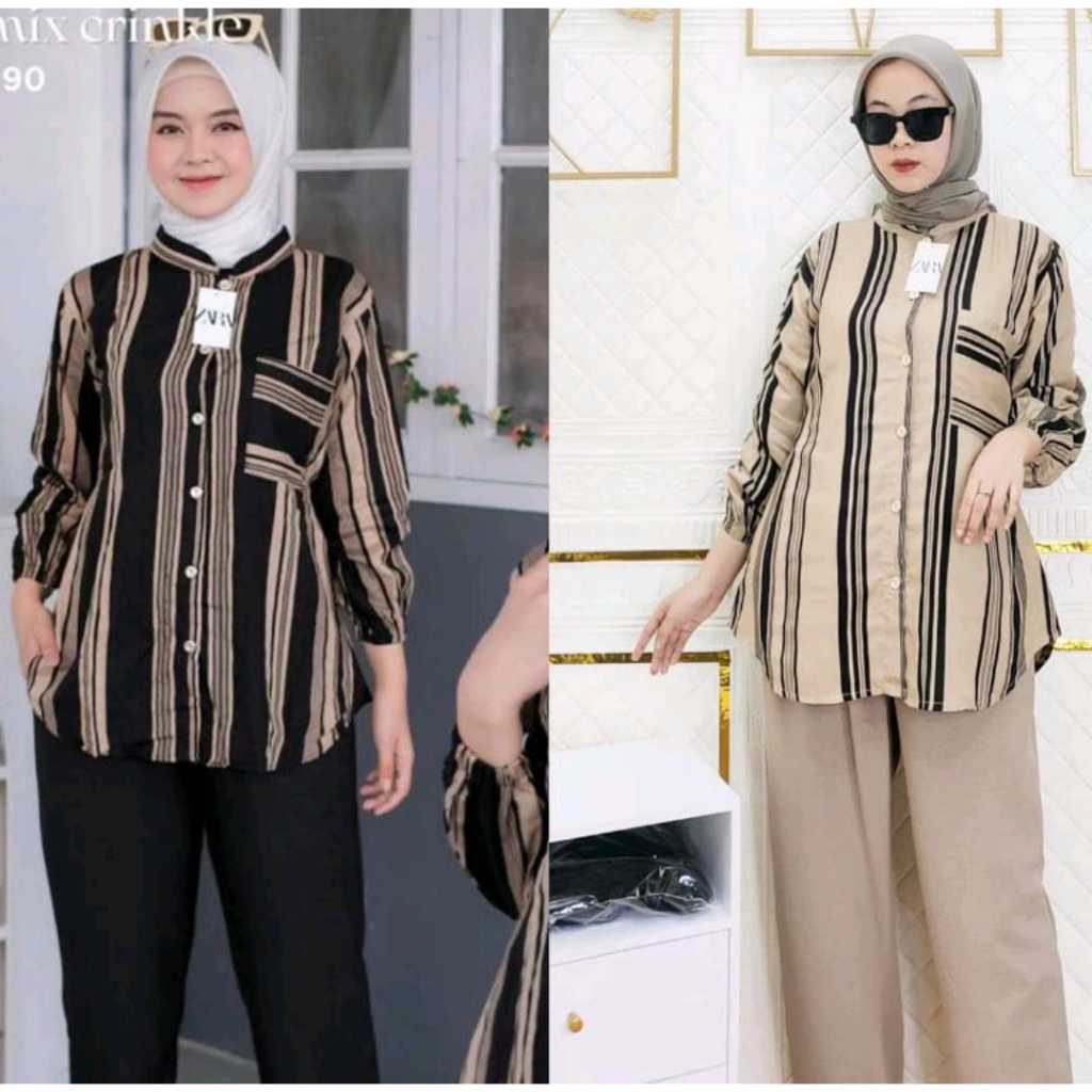 Zara One Set Malika Termurah // Setelan Rayon Mix Crinkle Airflow Terbaru // Setelan Wanita Terlaris