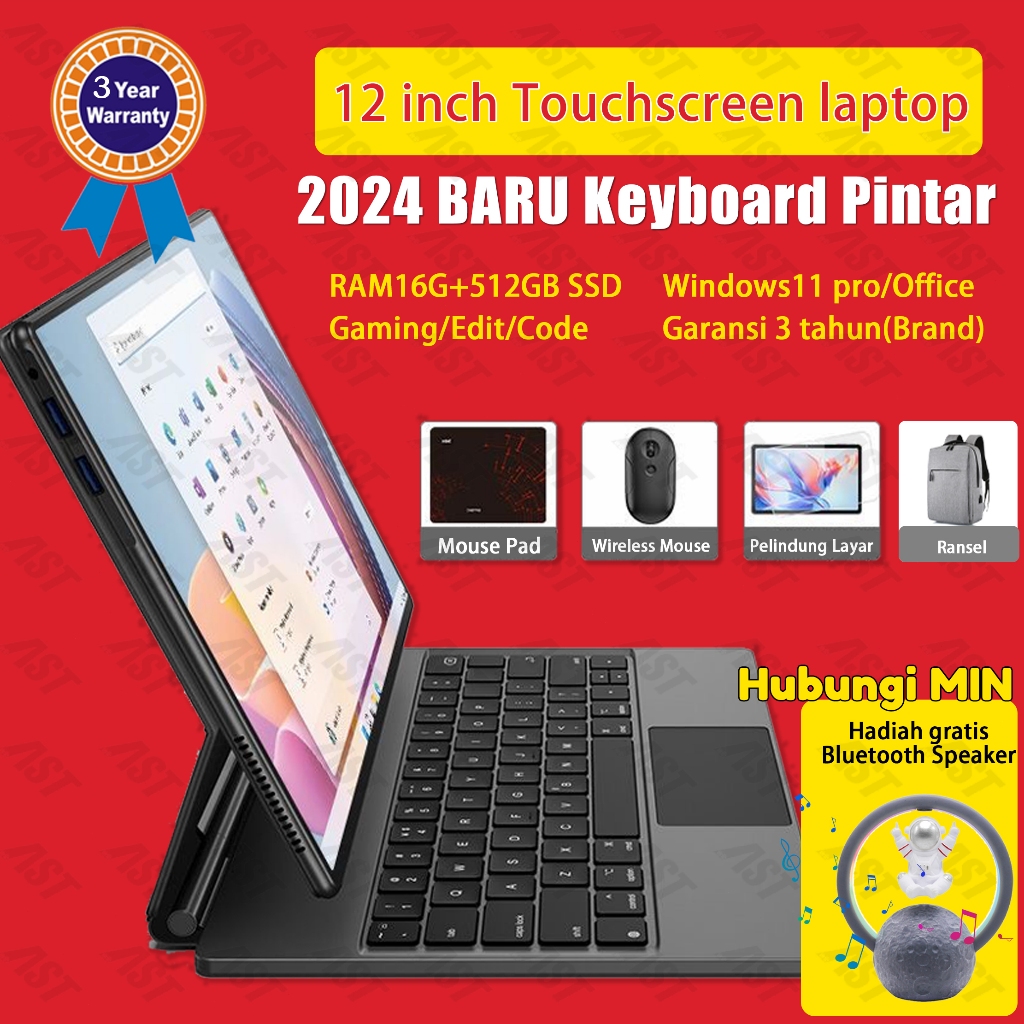 [Hadiah Audio Bluetooth] laptop 13 inch slim Touchscreen 2in1 tablet Intel N5095 RAM 16G+512G SSD ba