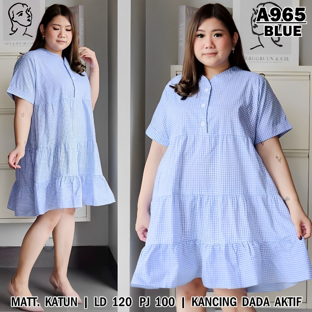 FF Dress Diana Big Size XXXL Ld 120 cm P 95 cm B 200 gr Cotton Polyester #4120