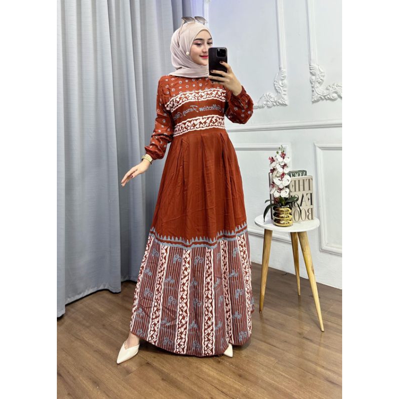 GAMIS TWILL RAYON NEW MOTIF MERAH BATA||| BUSUI FRIENDLY