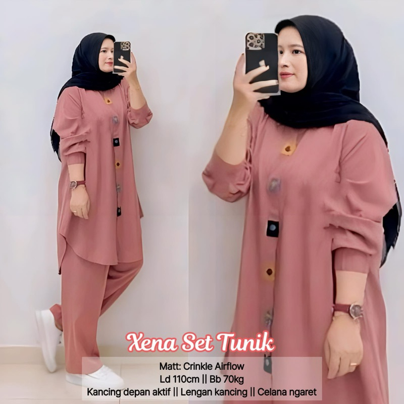 XENA LONG TUNIK LD 110 & LD 130 ONE SET JUMBO CRINGKEL AIRFLOW