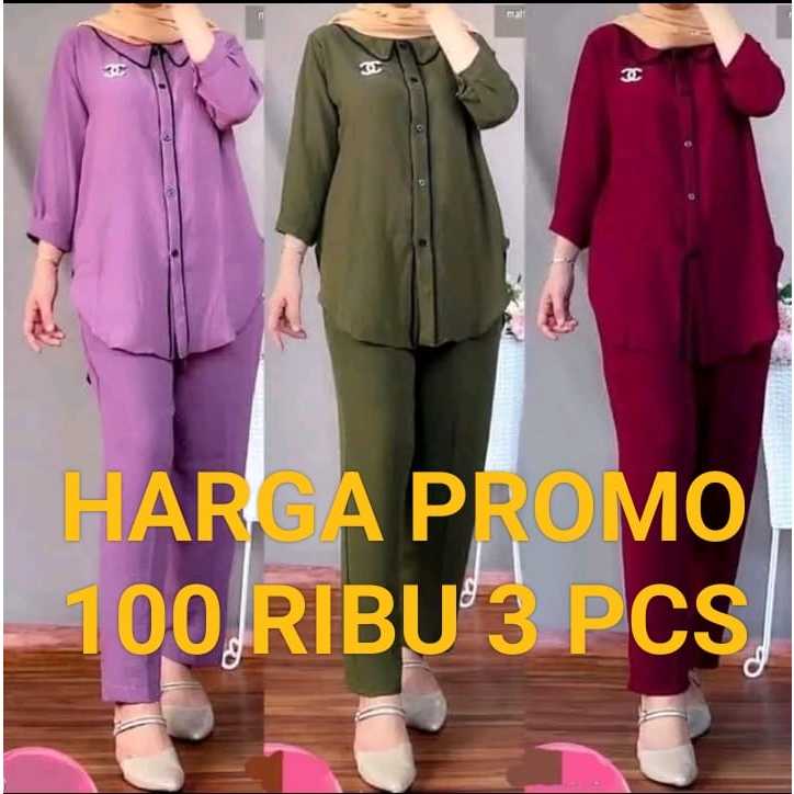 PROMO PAKET HEMAT 100 RIBU 3PCS SETELAN WANITA KEKINIAN