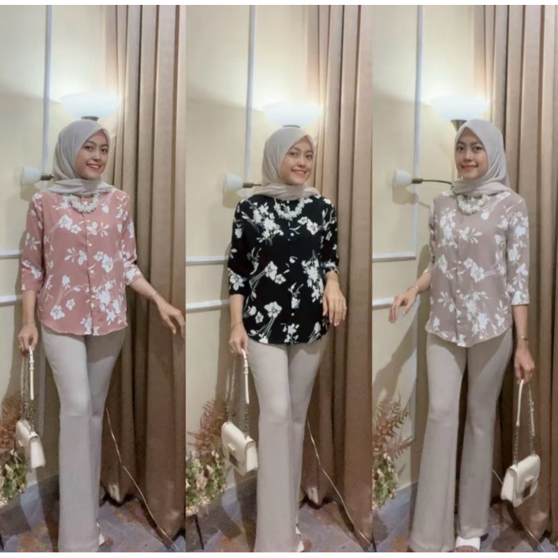DAILY MUNNA BLOUSE MOTIF FLORAL LENGAN 3/4 JUMBO LD120 TERLARIS 2024