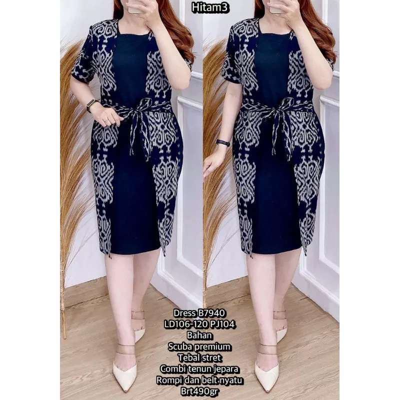DRESS TENUN SEMI KUTUBARU MODE SLIM BAJU PESTA LENGAN PENDEK
