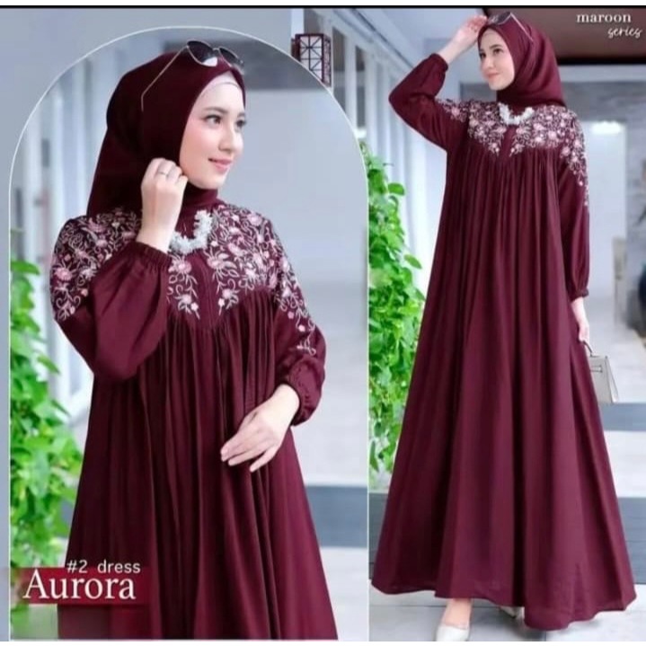 Gamis Sabrina terbaru 2024 Bahan Crinkle airflow Dress wanita korean style Baju lebaran Fashion Musl