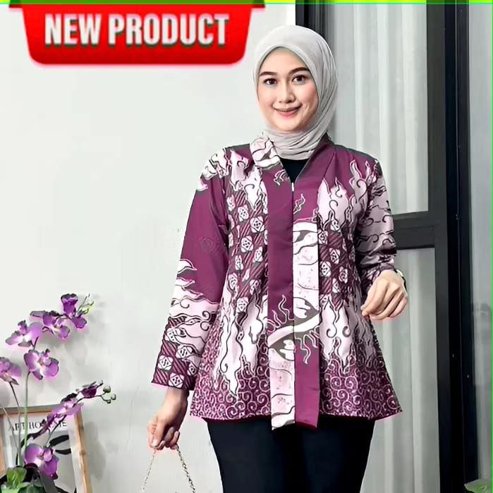 Atasan Batik Wanita Kantor Kuliah Modern Blus Kebaya