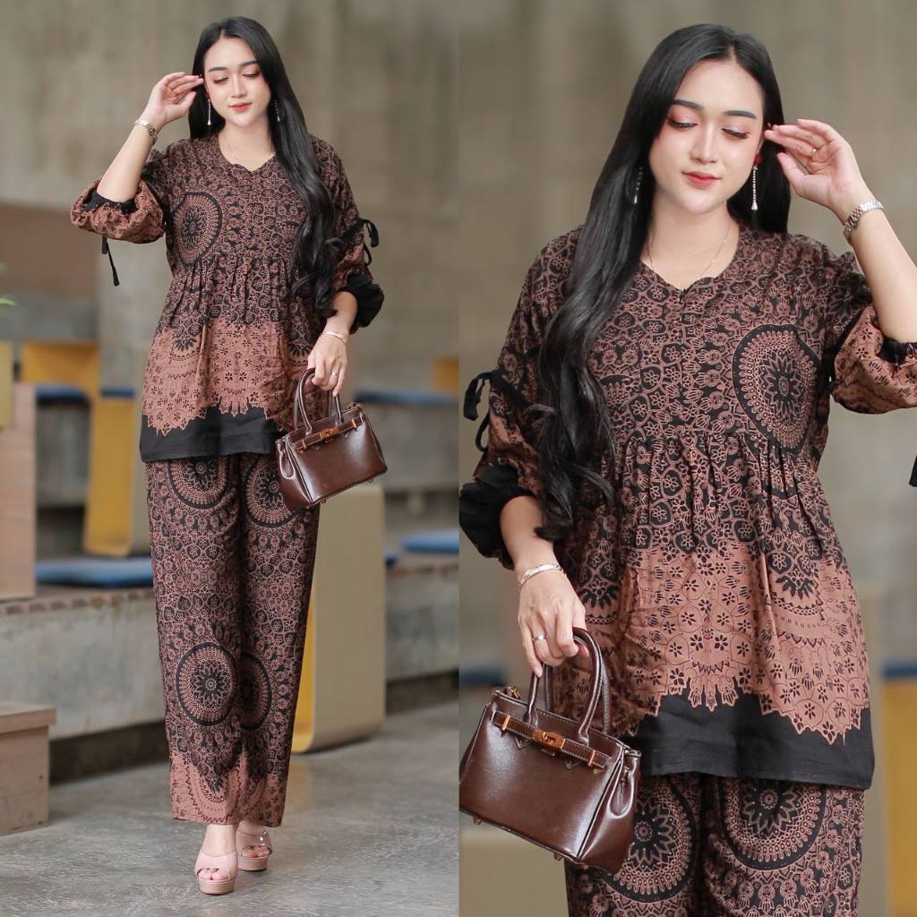 ONE SET SETELAN JUMBO 120 CM MOTIF STARLA BAHAN RAYON PREMIUM ADEM NYAMAN DIPAKAI SEHARI-HARI