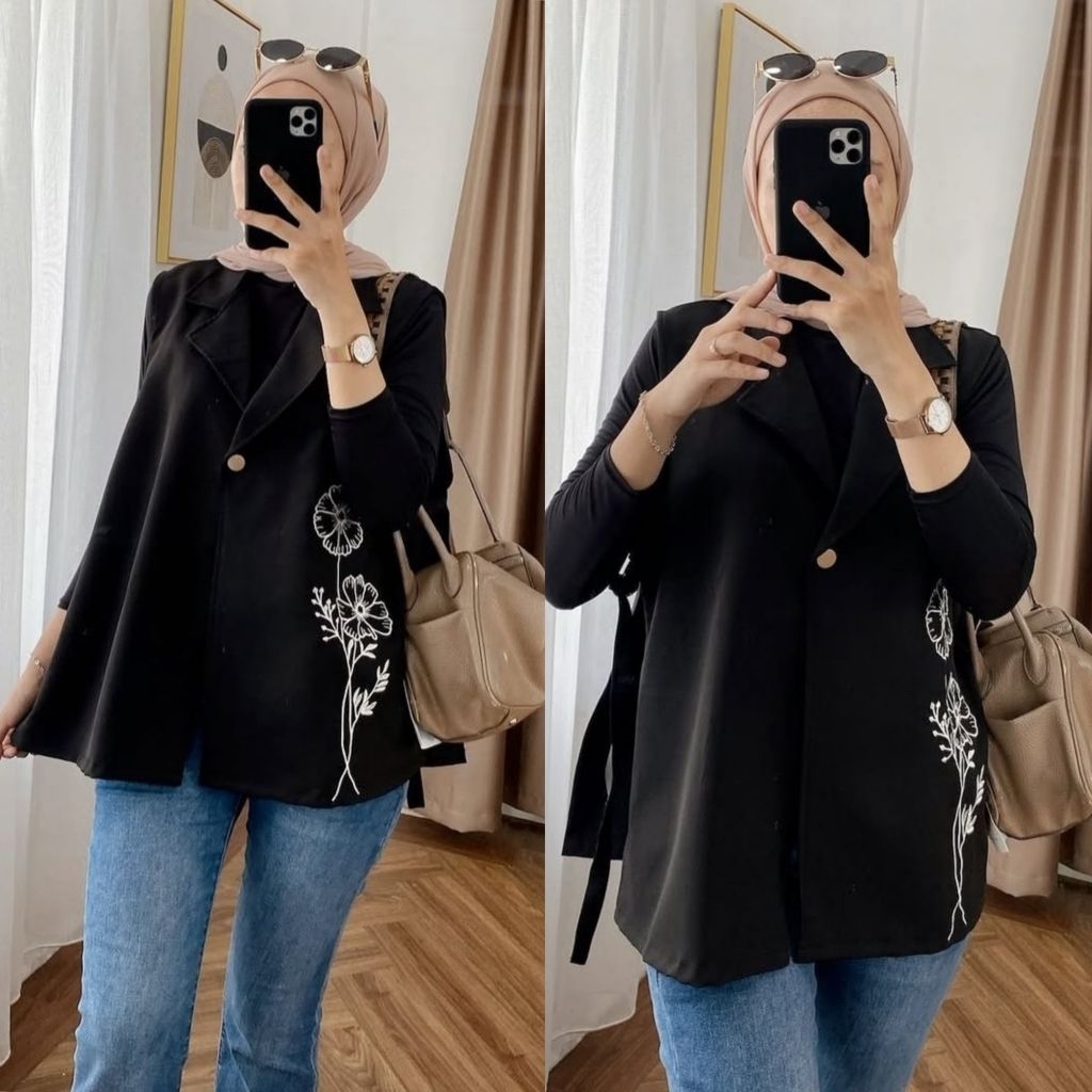 AF - Jasmine Vest Bordir Rompi Pakaian Wanita Outer Korean Style