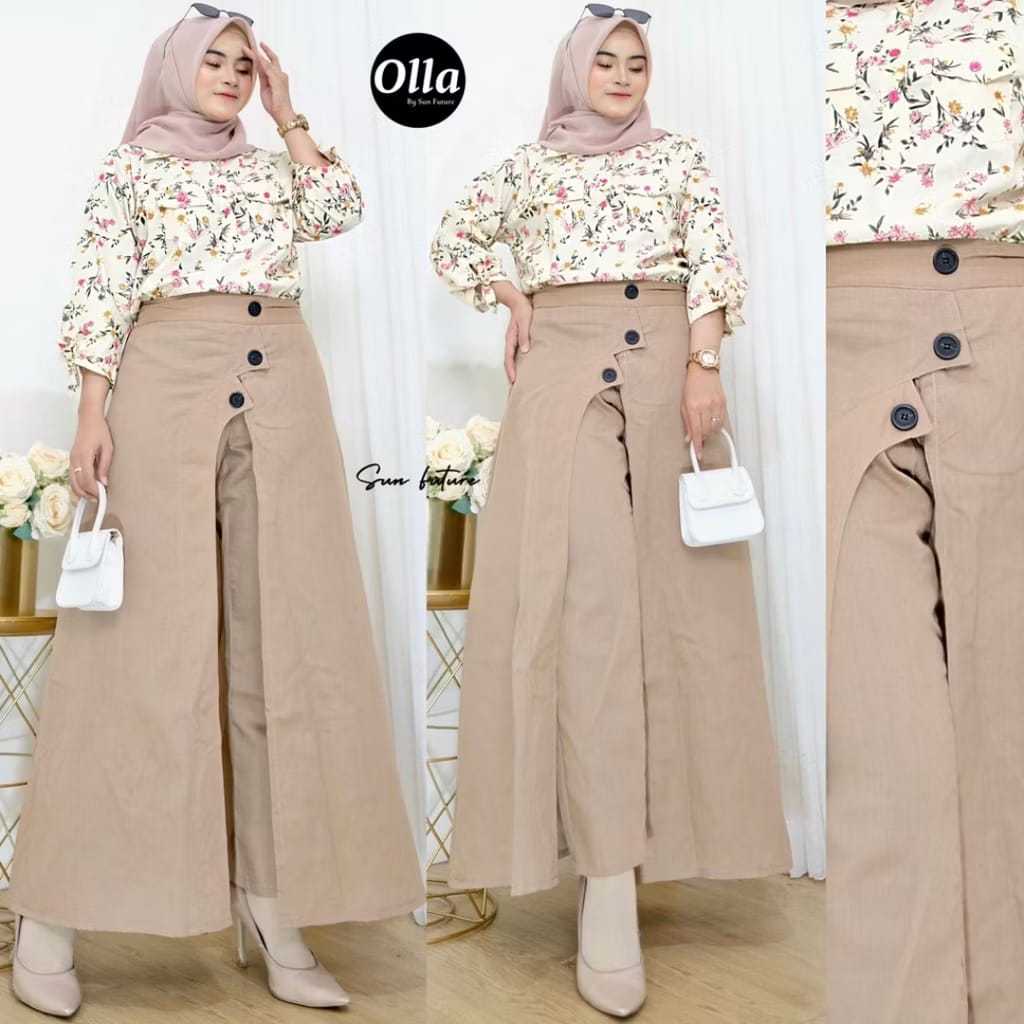 Rok celana 2in1/ rok celana muslimah terbaru/rok celana kancing