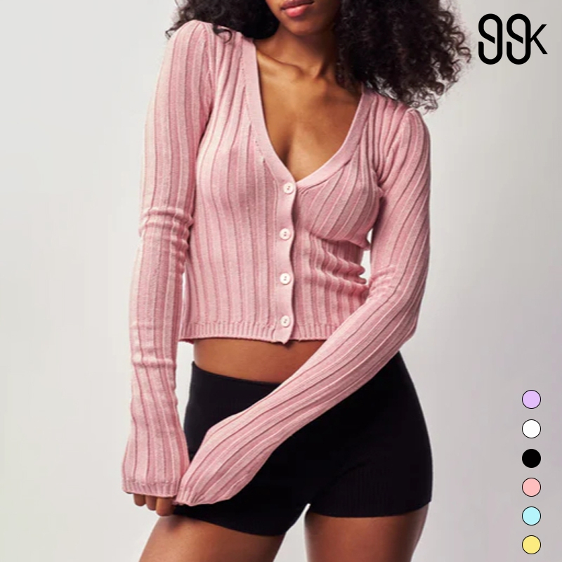 99kOUTLET Atasan Cardigan Polos V Neck Full Botton Lengan Panjang 2179