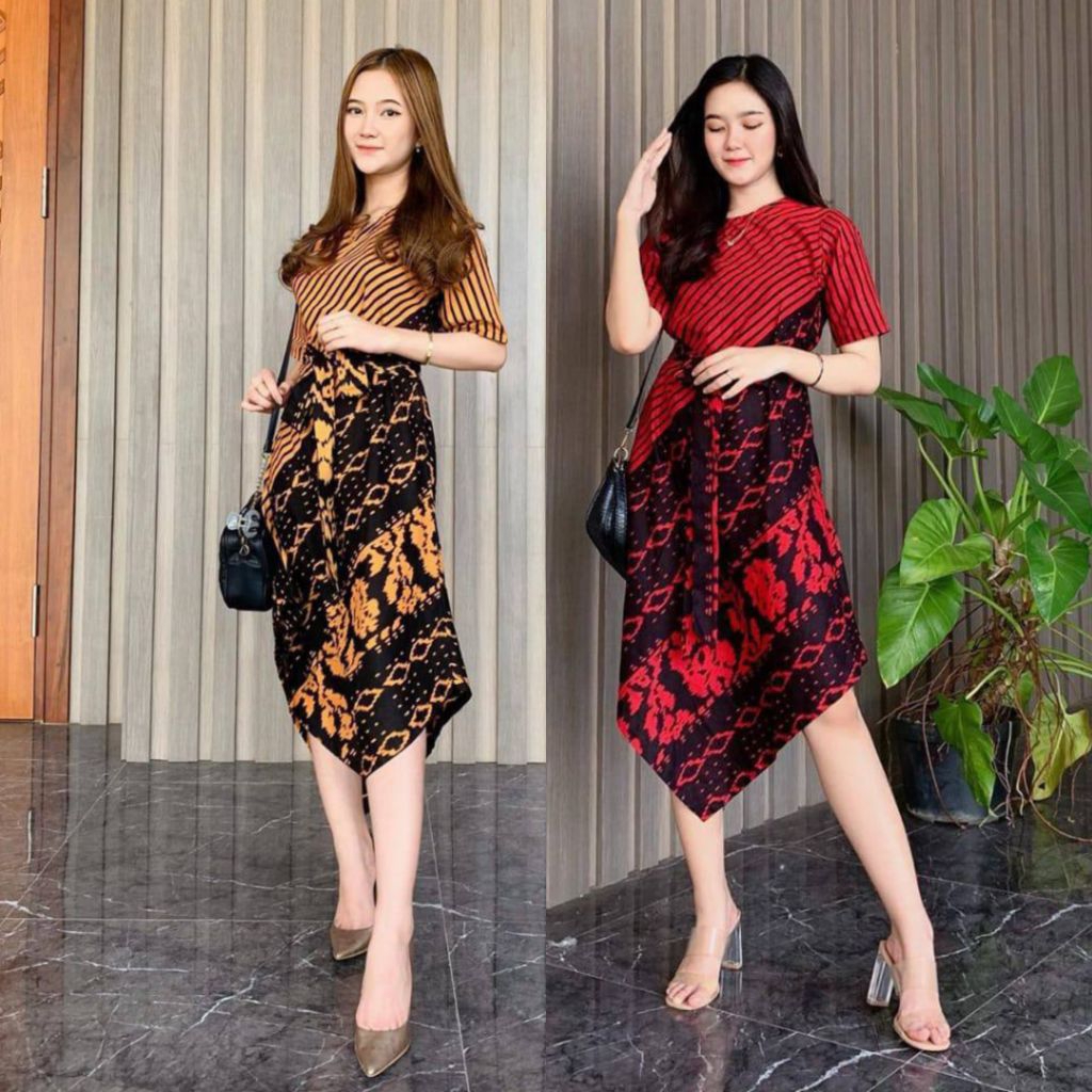 Dress Lancip Wanita Dewasa Baju Batik Wanita Modern Kondangan Terbaru Murah Pakaian Gereja perayaan