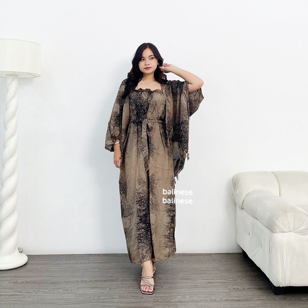 Setelan Akar Dress Becca Outer Dan Daster Motif Akar Rayon Outfit Ke Pantai