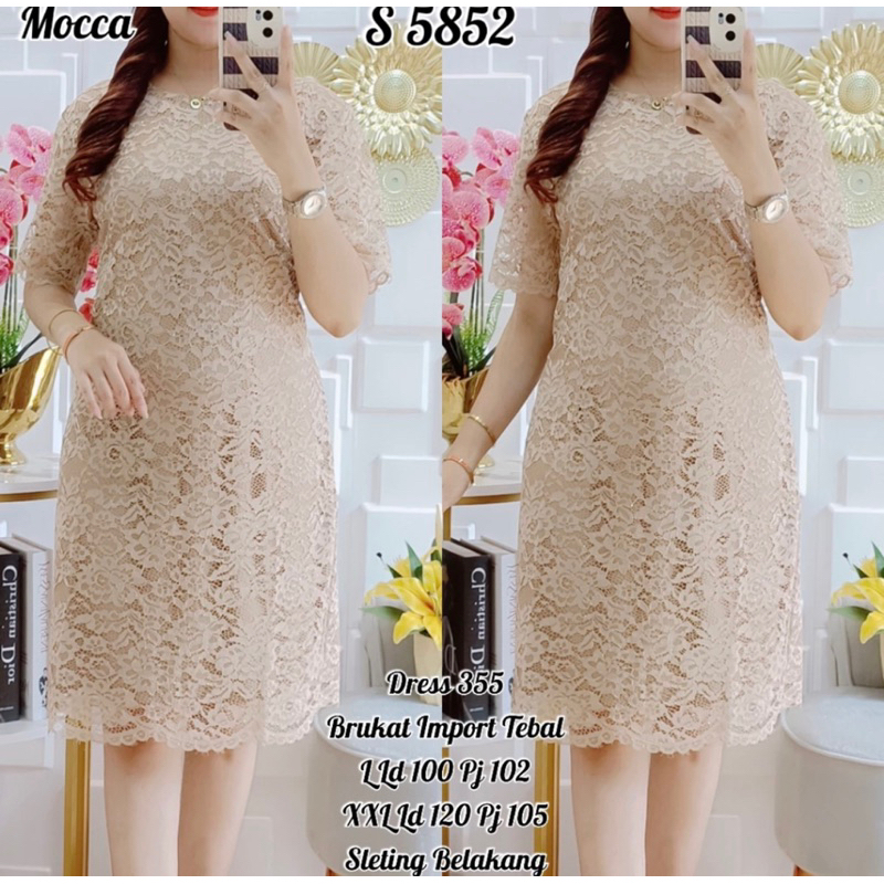 Dress Natal Dress Pesta Kondangan Dress Brokat Full Furing Dress Midi Dress Modern