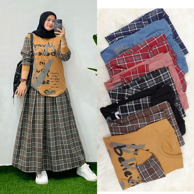 Berna setelan rok wanita Viral Believe one set rok