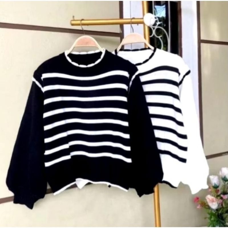 ATASAN KNIT WANITA LENGAN PANJANG LENGAN BALON