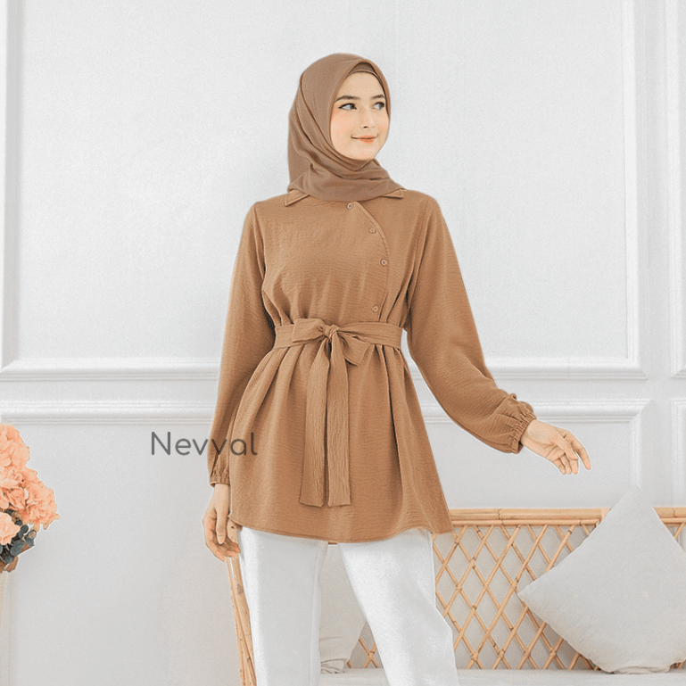 Nevalda - Saliara Shirt Blouse Premium / Kemeja Lengan Panjang Wanita Kekinian