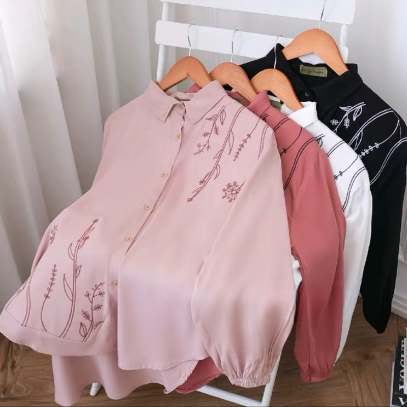 Lika Blouse Bordir Rayon Twill Polos