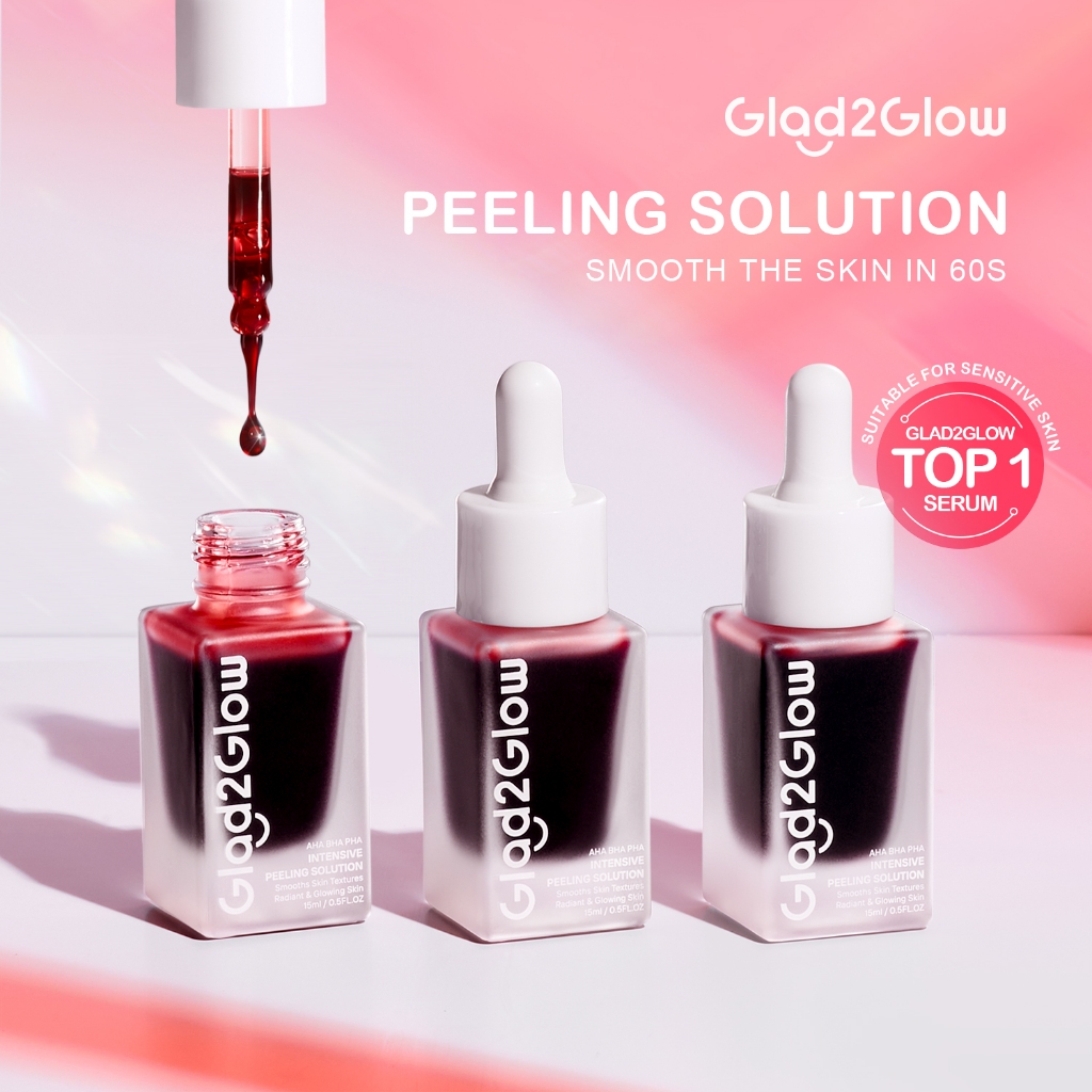 【PRE-ORDER】 Glad2Glow Peeling Solution 15mI AHA BHA PHA INTENSIVE Wajah Mencerahkan serum membantu m