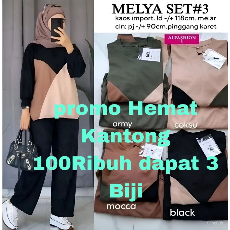 MELYA SET TERBARU 100Ribuh dapat 3Biji SETELAN JUMBO LD 115 ONE SET SETELAN WANITA TERBARU SETELAN M